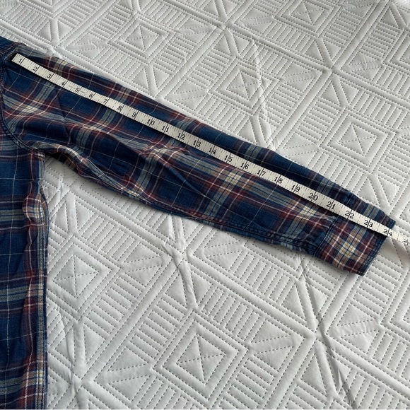 Fat Face Indigo Dye Plaid Flannel Button Down Shirt Size L - Picture 6 of 11
